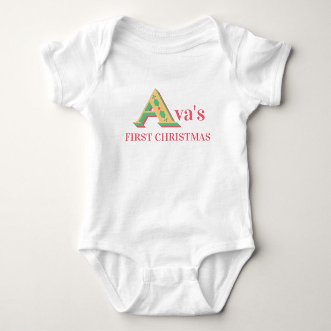 Ava's erstes Weihnachtskind 1. Weihnachts-Weihnach Baby Strampler (Vorderseite)