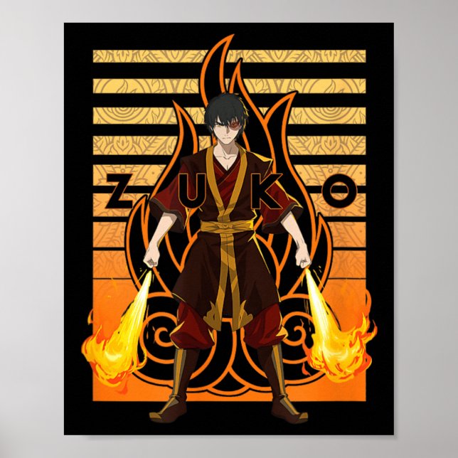 Avatar Der Letzte Luftbender Zuko mit Flammen Graf Poster (Vorne)