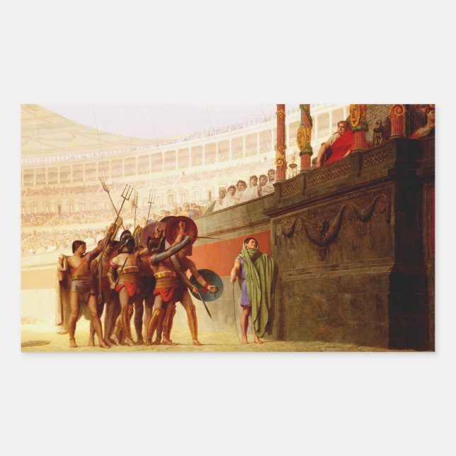 Ave Caesar von Jean-Léon Gérôme Rechteckiger Aufkleber (Vorderseite)
