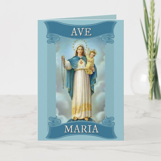 AVE MARIA JUNGFRAU MARY CHRIST CHILD Rosary Karte (Vorderseite)