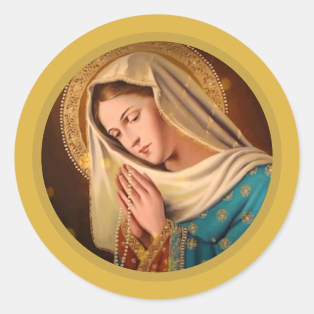 Ave Maria ... Jungfrau Mary Runder Aufkleber (Vorderseite)