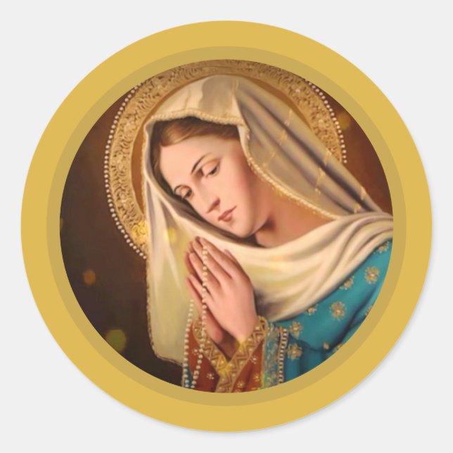 Ave Maria ... Jungfrau Mary Runder Aufkleber (Vorderseite)