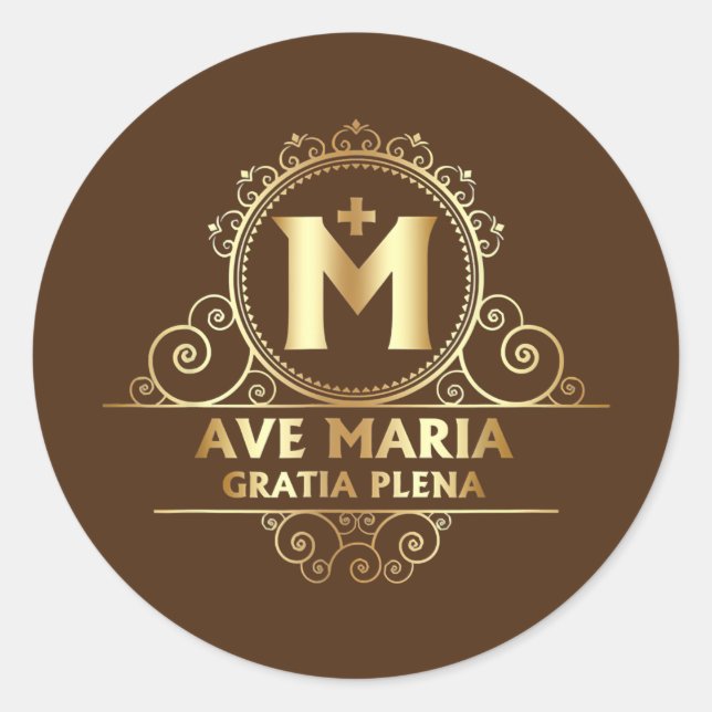 Ave Maria Schubert Latin Mass Gesegnete Mutter Mar Runder Aufkleber (Vorderseite)