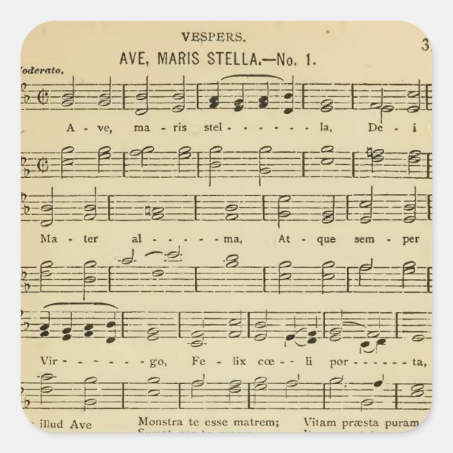 Ave Maris Stella Traditionelles katholisches Hymn Quadratischer Aufkleber (Vorderseite)