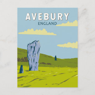 Avebury England Reise Kunst Vintage Postkarte
