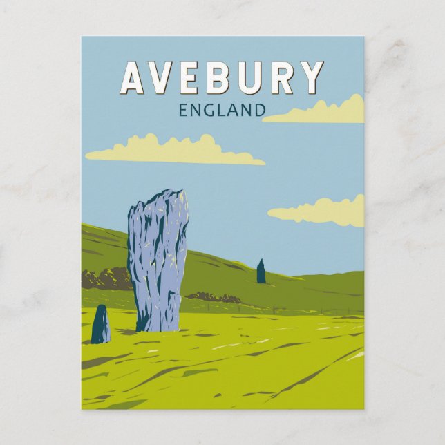 Avebury England Reisen Kunst Vintag Postkarte (Vorderseite)