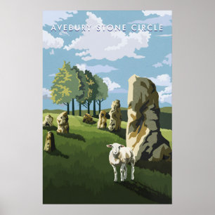 Avebury Steinkreis Wiltshire Reiseplakat Poster