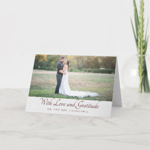 Avec Amour et Gratitude Carte de remerciements lin