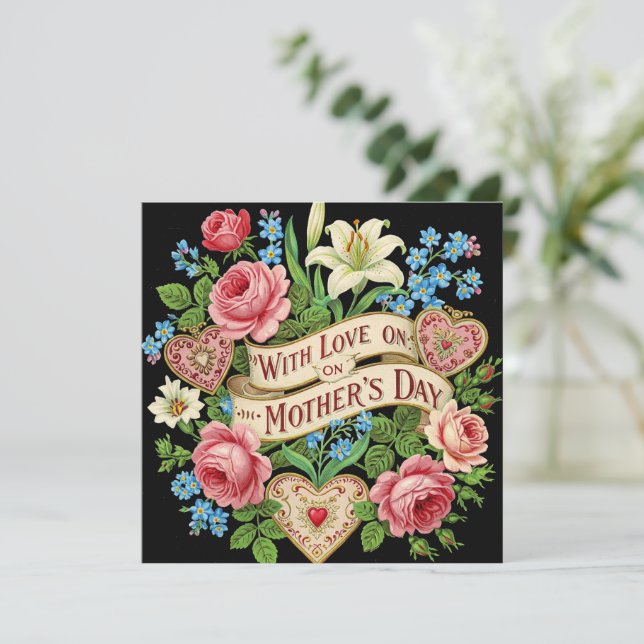 Avec amour pour la fête des mères, carte de vœux (Debout devant)