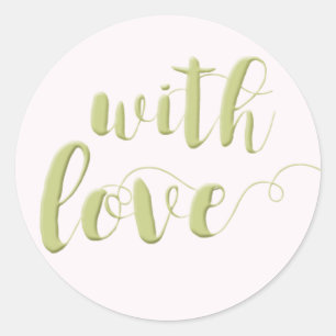 Avec Amour, Sage Script Typographie Sticker Round