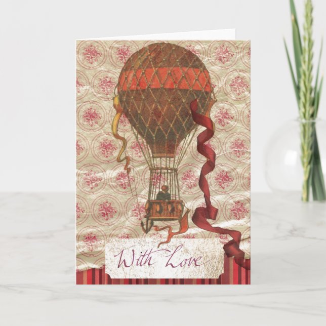 Avec Love Hot Air Balloon Carte de voeux (Devant)