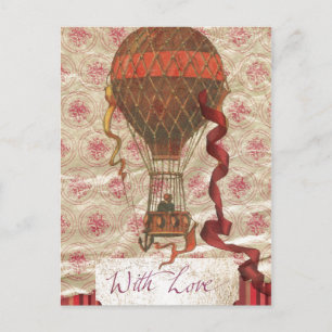 Avec Love Hot Air Balloon Carte Postale
