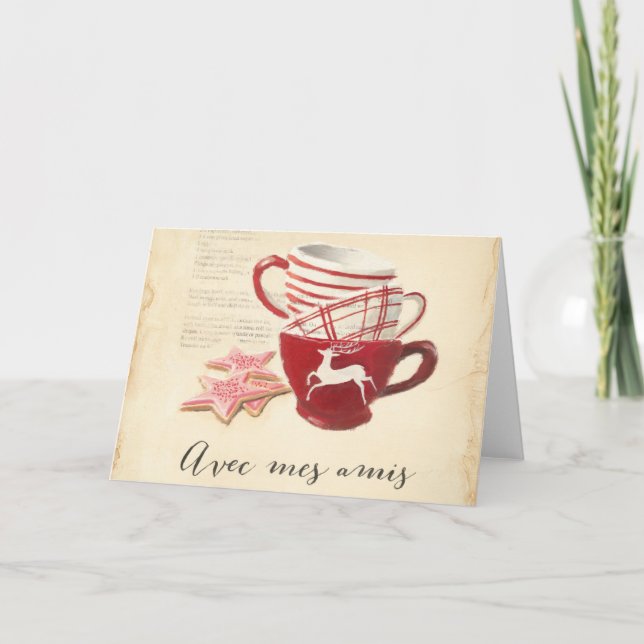 Avec Mes Amis Feiertagskarte (Vorderseite)