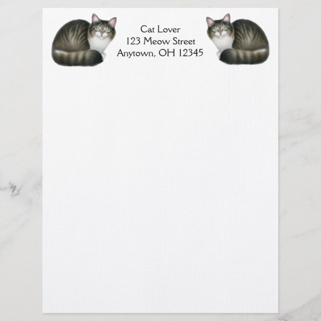 Avec Motif En-tête de lettre amical de chats tigrés (Devant)