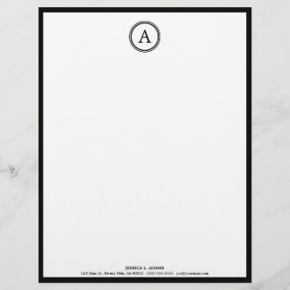 Avec Motif En-tête de lettre blanc et noir élégant de