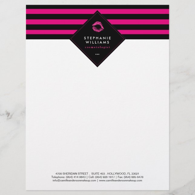 Avec Motif En-tête de lettre rose et noir chic de (Devant)