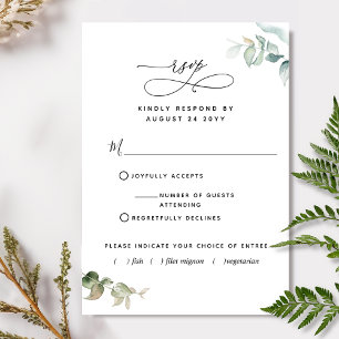 Avec/Out Meal Choices Elegant Vert Carte RSVP