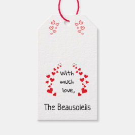 Avec une étiquette de cadeau beaucoup d'amour (peu