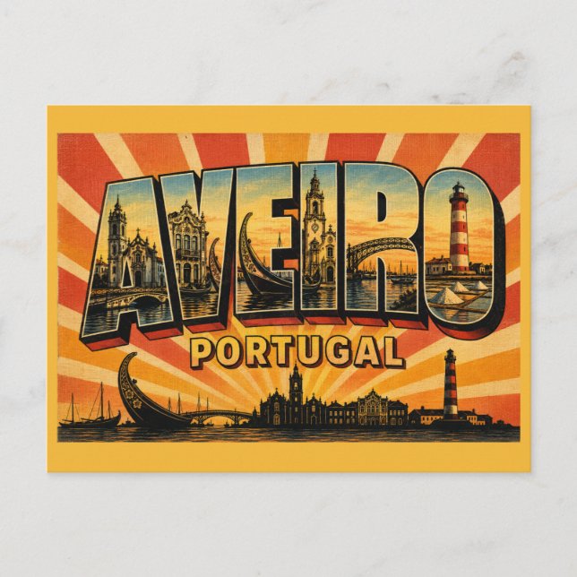 Aveiro Portugal Moliceiro Boote Postkarte (Vorderseite)