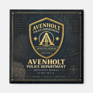 Avenholt Polizei Detektivbüro Vintage Magnet