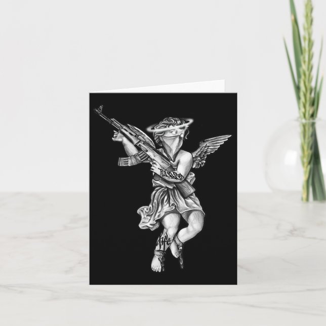 Avening Angel Sinner Chicano Tattoo Karte (Vorderseite)