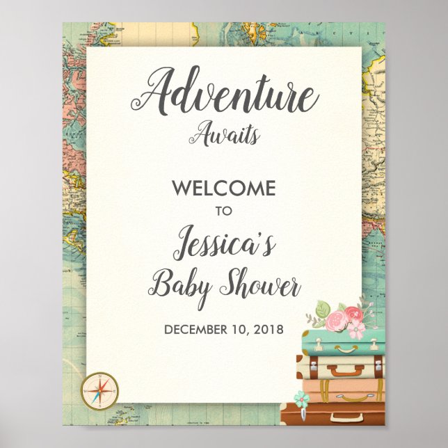 Aventure Attend Baby shower Affiches de bienvenue  (Devant)