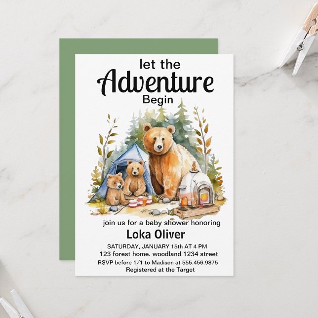 Aventure Commencer Woodland Baby shower Invitation (Créateur téléchargé)