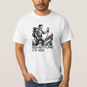 Aventure dans mon sac à dos. T-shirt blanc