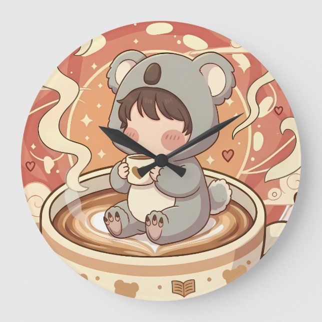 Aventure de koala chibi kawaii Horloge murale déco (Recto)