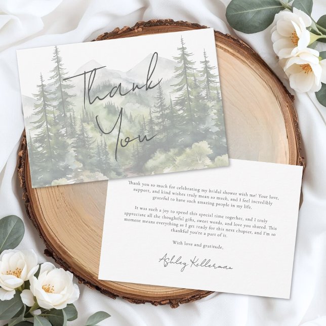 Aventure de la montagne forestière Merci (Forest Mountain Adventure Thank You Card)
