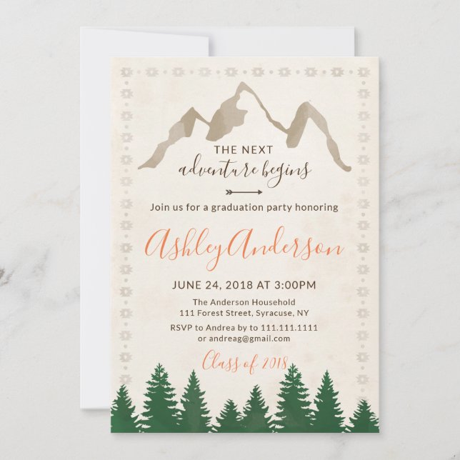 Aventure Tribal Graduation Party Invitation (Devant)