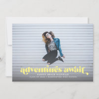 Aventures Attente (Jaune) Graduation Invitation