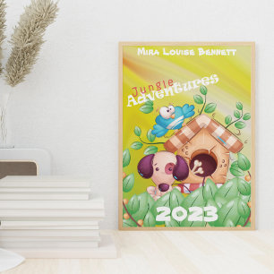 Aventures Jungle avec Nom Affiche pour chambre d'e