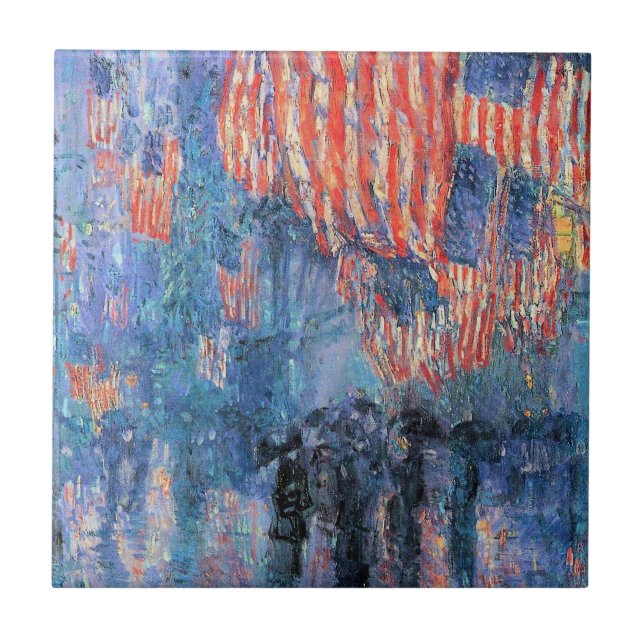 Avenue in Rain von Frederick Childe Hassam Fliese (Vorderseite)
