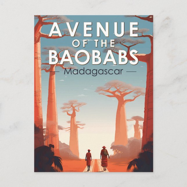 Avenue of the Baobabs Madagaskar Art Vintag Postkarte (Vorderseite)