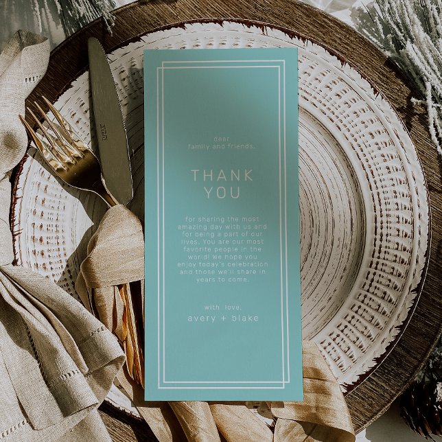 AVERA Mint Green Mariage Table Merci Cartes (AVERY Mint Green Wedding Table Thank You Cards)