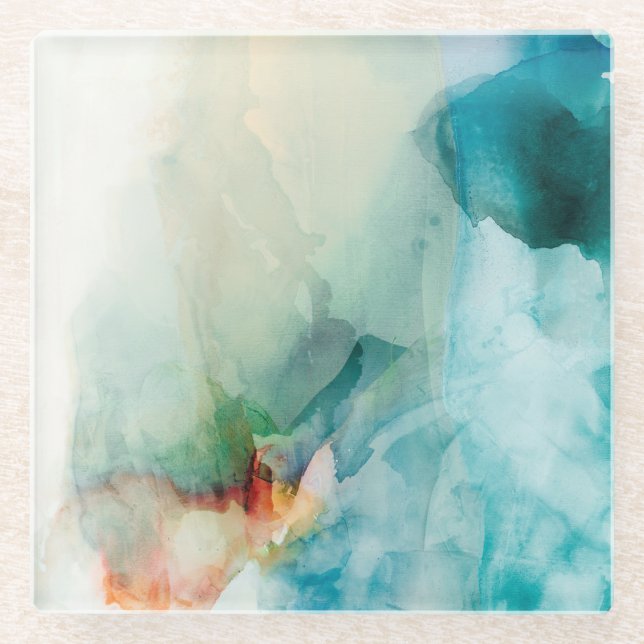Aversion - Blue Watercolor Glasuntersetzer (Vorderseite)