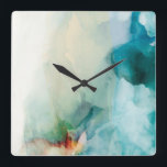 Aversion - Blue Watercolor Quadratische Wanduhr<br><div class="desc">Aversion I von Sisa Jasper. Ein wunderschönes,  trübes Aquarellbild,  das mit Blues und anderen Akzenten in Richtung der links oberen Ebene verblasst.</div>