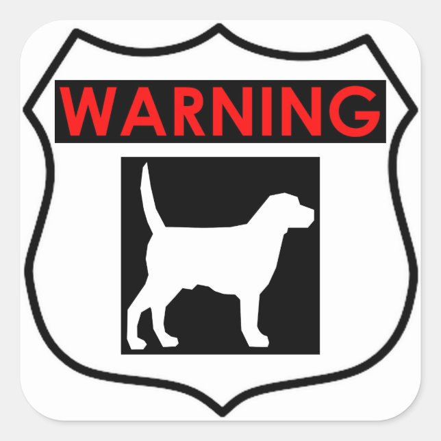 AVERTISSEMENT CHIEN GLOSSY CARRÉ STICKER (Devant)