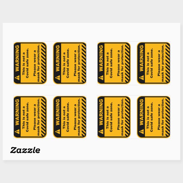 Avertissement Covid zone papier autocollant (Feuille)