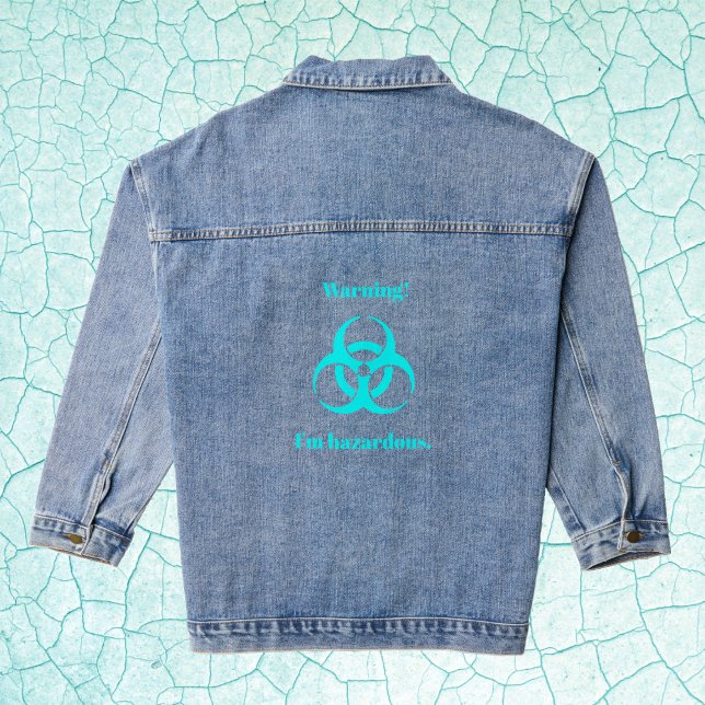 Avertissement de risque biologique bleu extrême (Extreme Blue Biohazard Warning Denim Jacket by Leapfroglisics Shop)