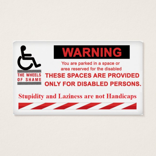 Avertissement Parking pour personnes handicapées s (Dos)