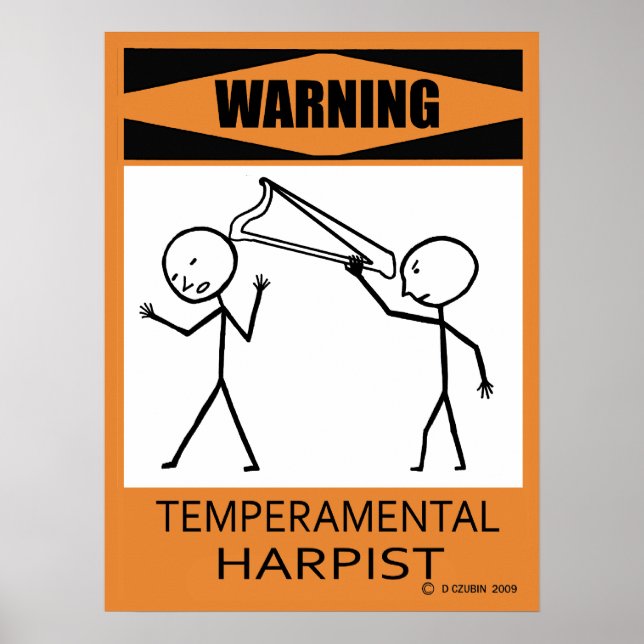 Avertissement Poster d'harpiste tempéré (Devant)