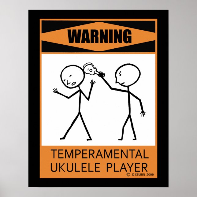 Avertissement Poster du lecteur Ukulele Temperamen (Devant)