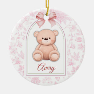 Avery Benutzerdefiniertes rosa Teddy-Bär-Kinderz Keramik Ornament