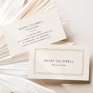 AVERY Chic Gold Schwarz und Creme Doppelrahmen Visitenkarte