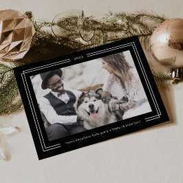 AVERY Dark Black Framed Couples Photo Christmas Feiertagskarte
