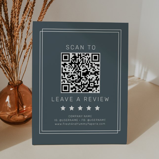 AVERY Dunkel Navy Blau QR Code Hinterlassen Sie ei Sockelschild (AVERY Dark Navy Blue QR Code Leave A Review Pedestal Sign)