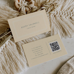 AVERY Einfache Neutrale Buttergelbe QR-Code Visitenkarte