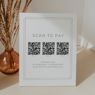 AVERY Korallen- und Türkis-Geschäfts-QR-Code-Scan Sockelschild